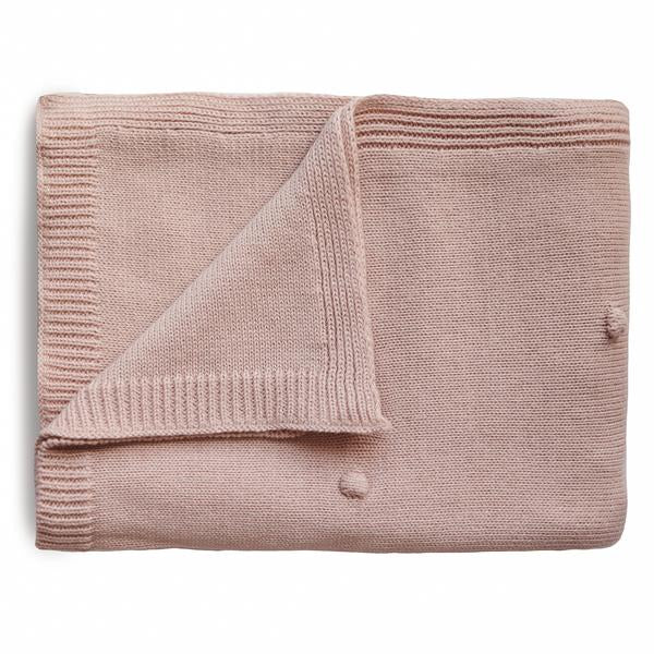 Mushie Knitted Textured Dots Baby Blanket (Blush)