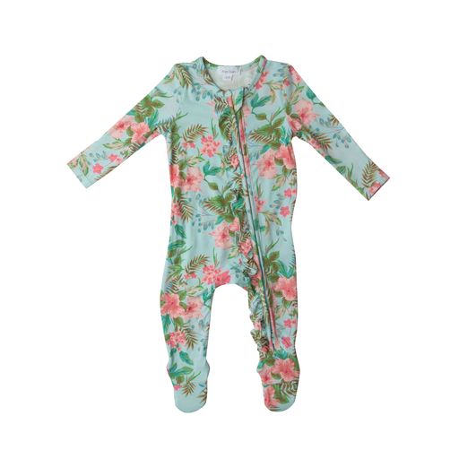 Yo Baby Bell Sleeve Dress Toddler - Blue Floral Stripe