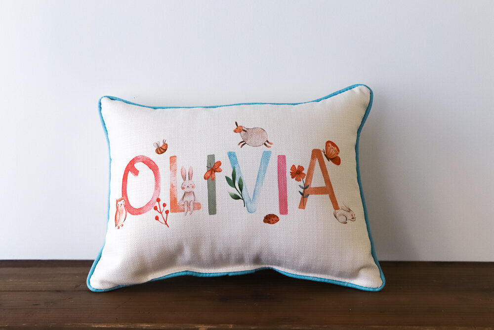 Little Birdie Arts Personalized Pillow - Woodland Girl