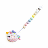 Loulou Lollipop Pink Unicorn Donut Teether with Holder Set