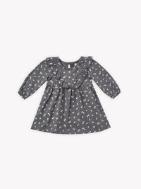 Quincy Mae- LONGSLEEVE RUFFLE V DRESS | DARK FLORAL