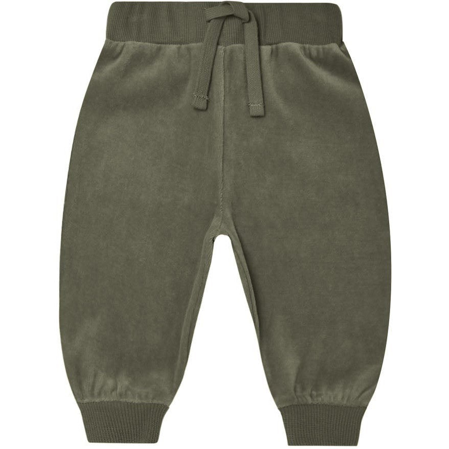 Quincy Mae Velour Relaxed Sweatpant || Forest