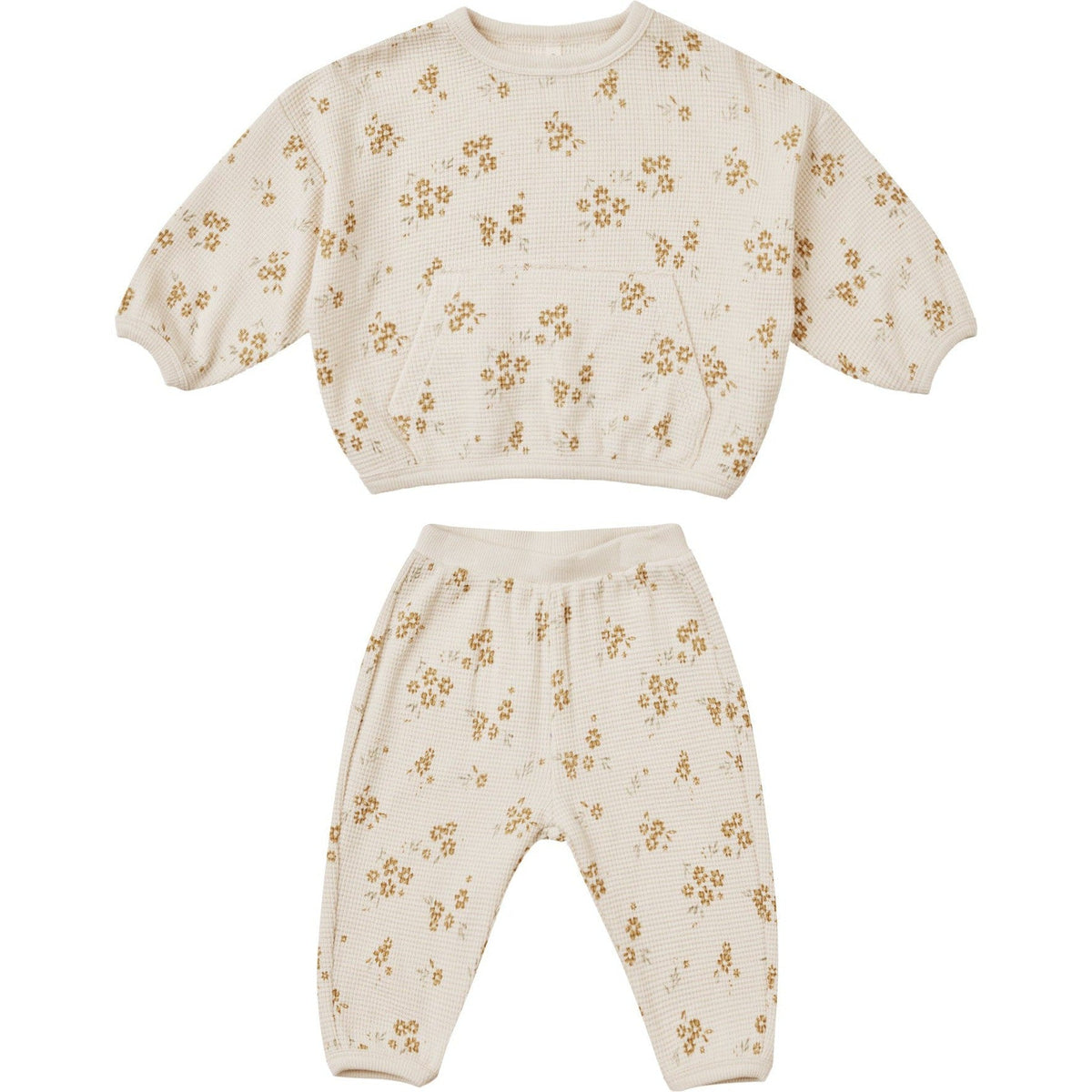 Quincy Mae Waffle Top + Pant Slouch Set - Honey Flower Quincy Mae Waffle Top + Pant Slouch Set - Honey Flower