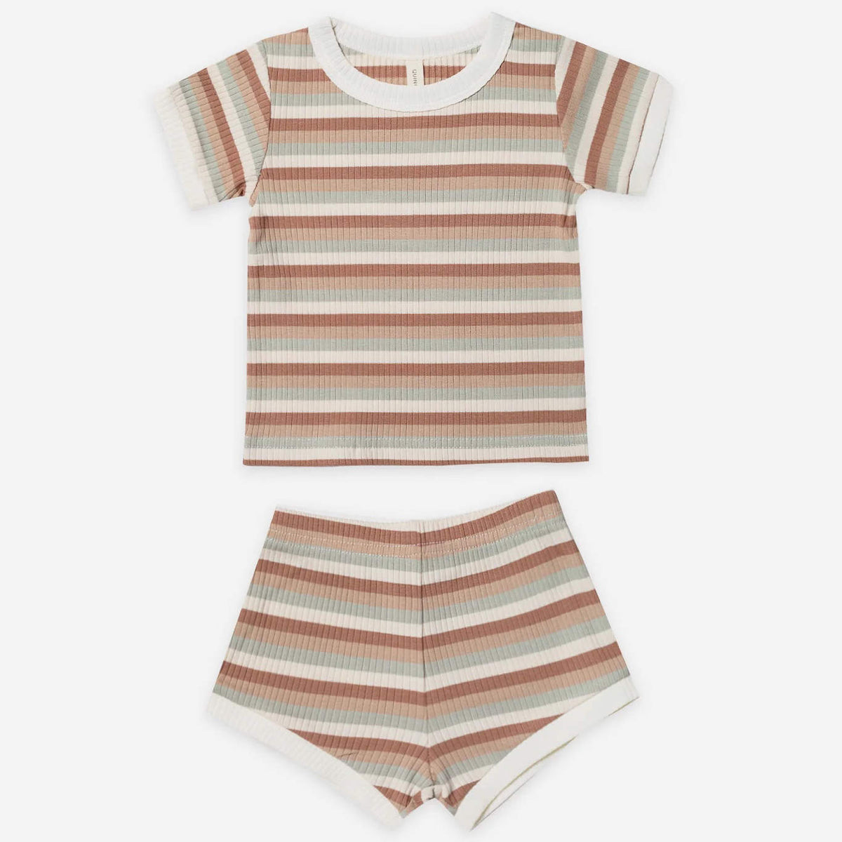 Quincy Mae Ribbed Shortie Set | Summer Stripe