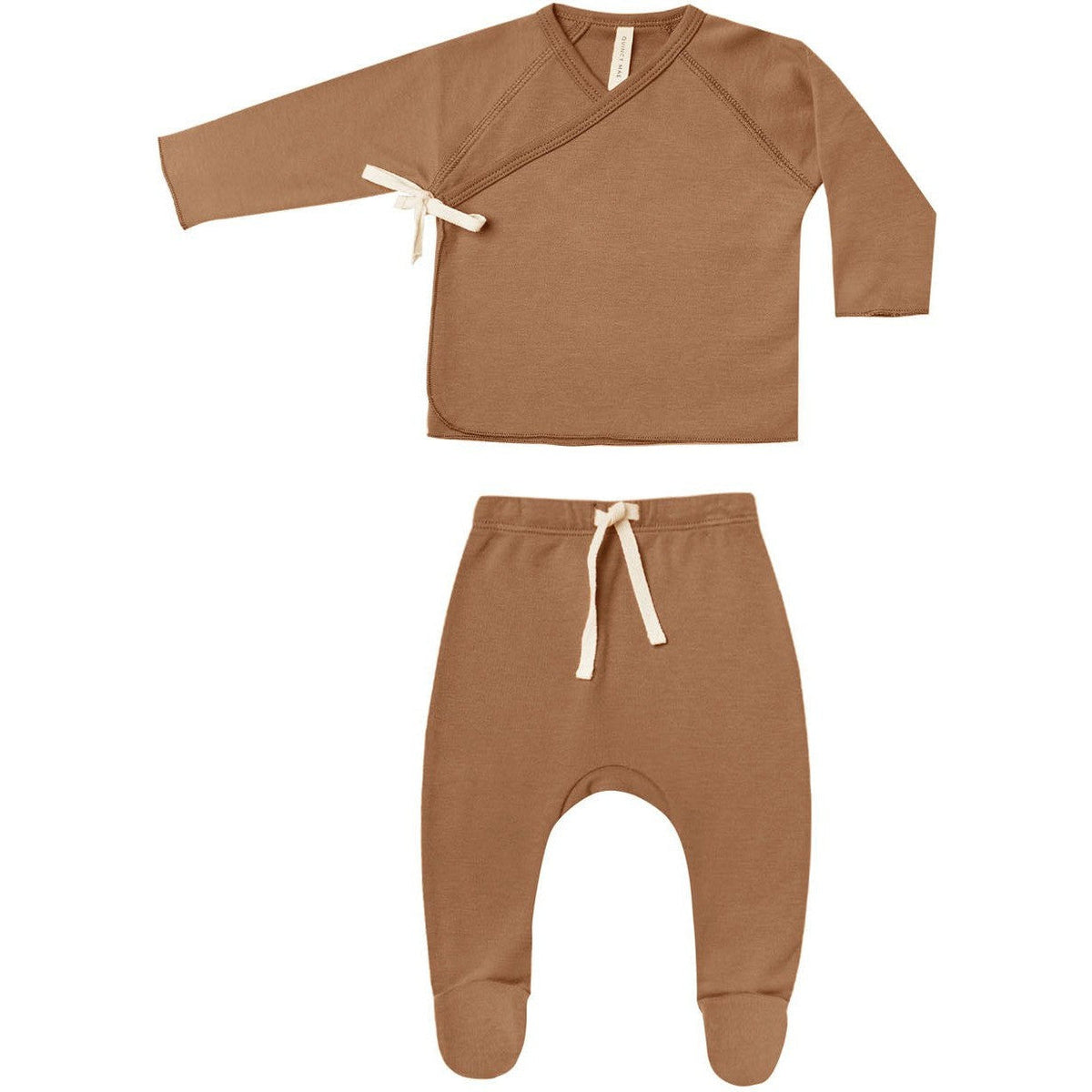 Quincy Mae Wrap Top + Footed Pant Set || Cinnamon