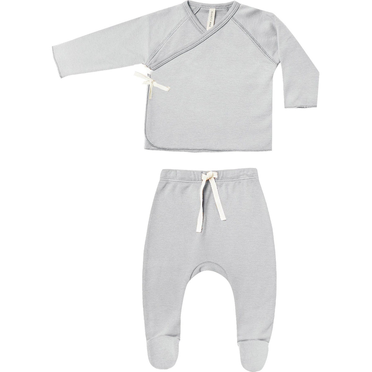 Quincy Mae Wrap Top + Footed Pant Set | Cloud