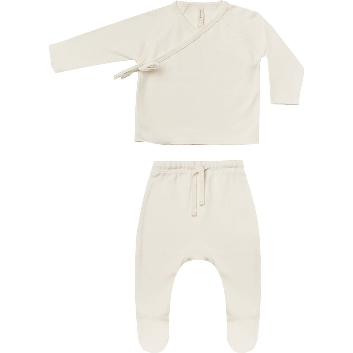 Quincy Mae Wrap Top + Footed Pant Set | Ivory