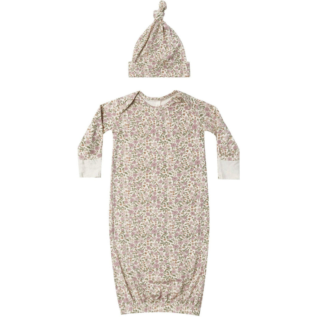 Quincy Mae Bamboo Baby Gown + Hat || Flower Field