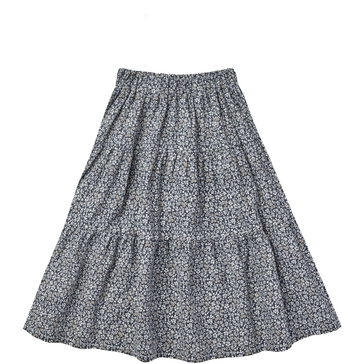 Rylee + Cru Tiered Midi Skirt | Blue Floral