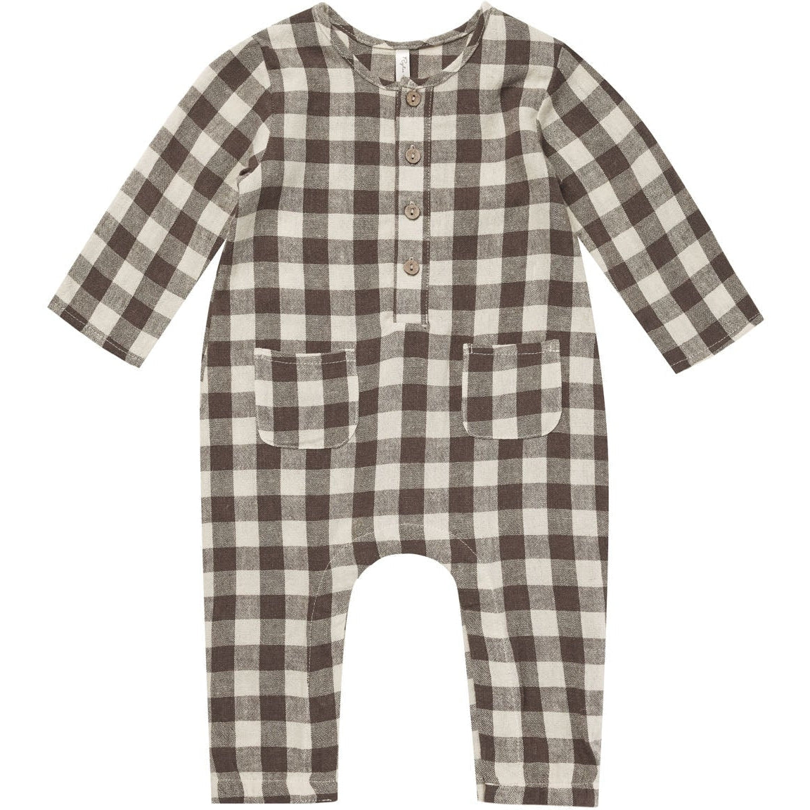 Rylee + Cru Long Sleeve Woven Jumpsuit || Charcoal Check