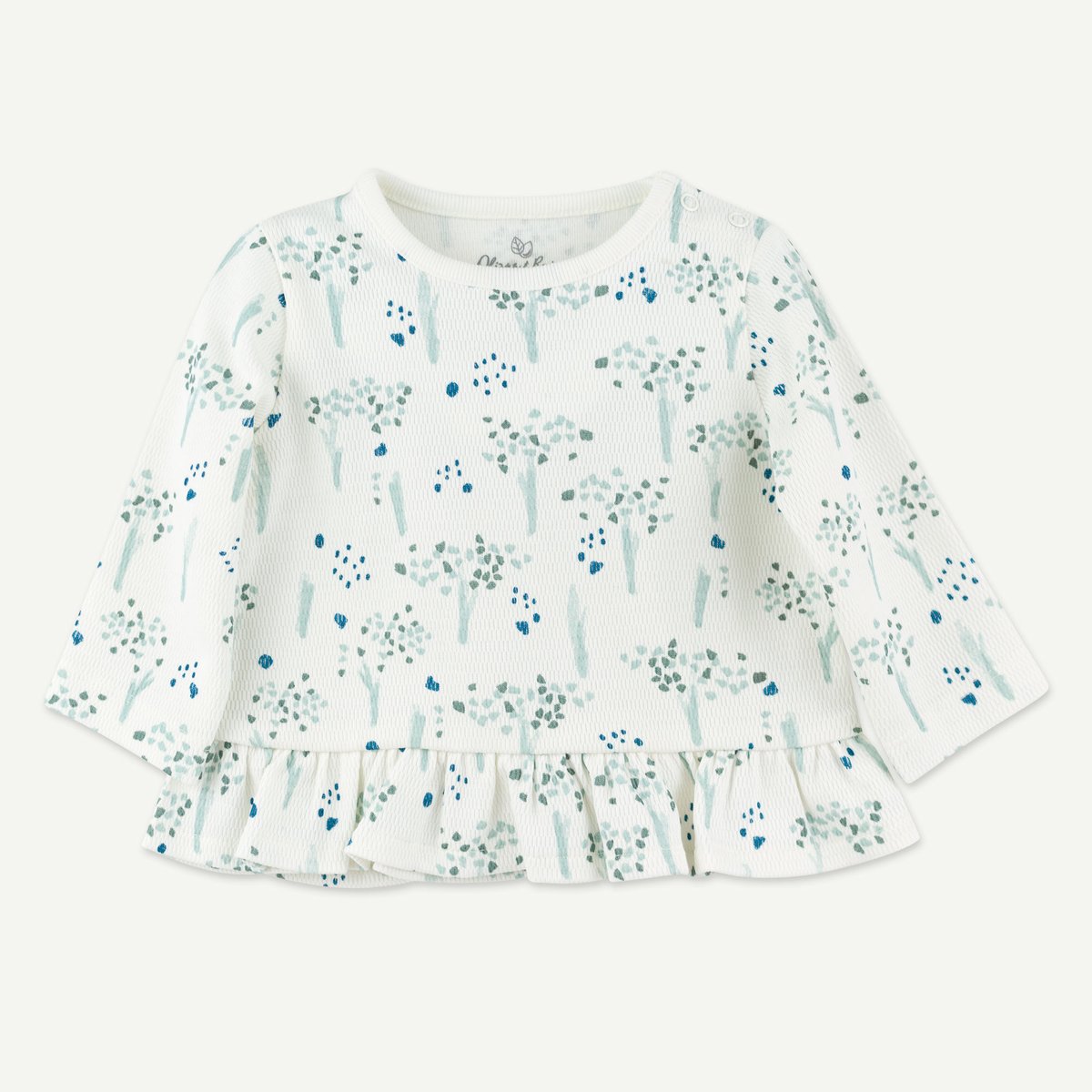 Oliver & Rain Tree Print Ruffle Tee - 12m