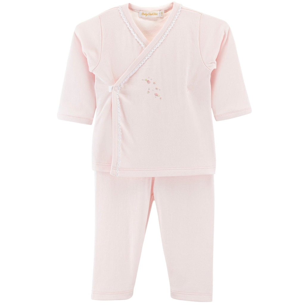 Baby Club Chic Spring Flowers Crossed Tee with Lace Trim & Pants Set