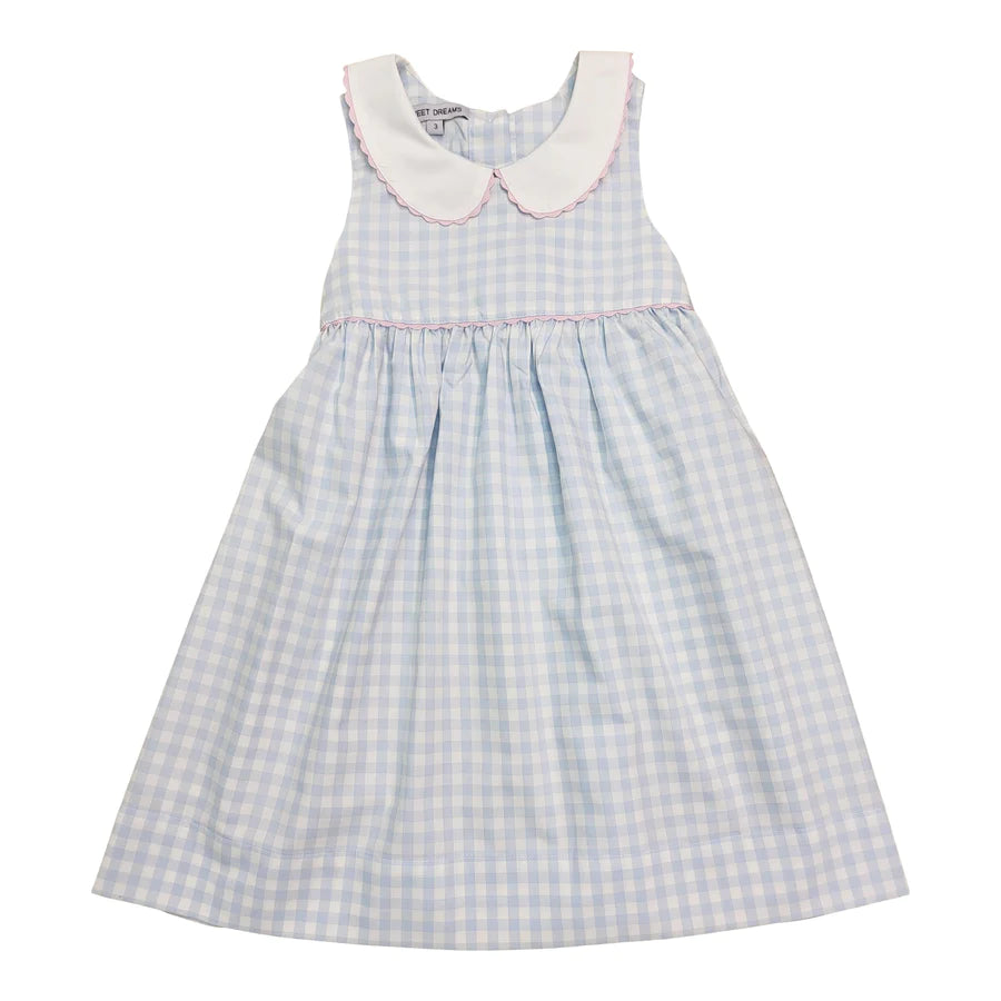 Sweet Dreams Blue Gingham w/Pink Ric Rac Dress