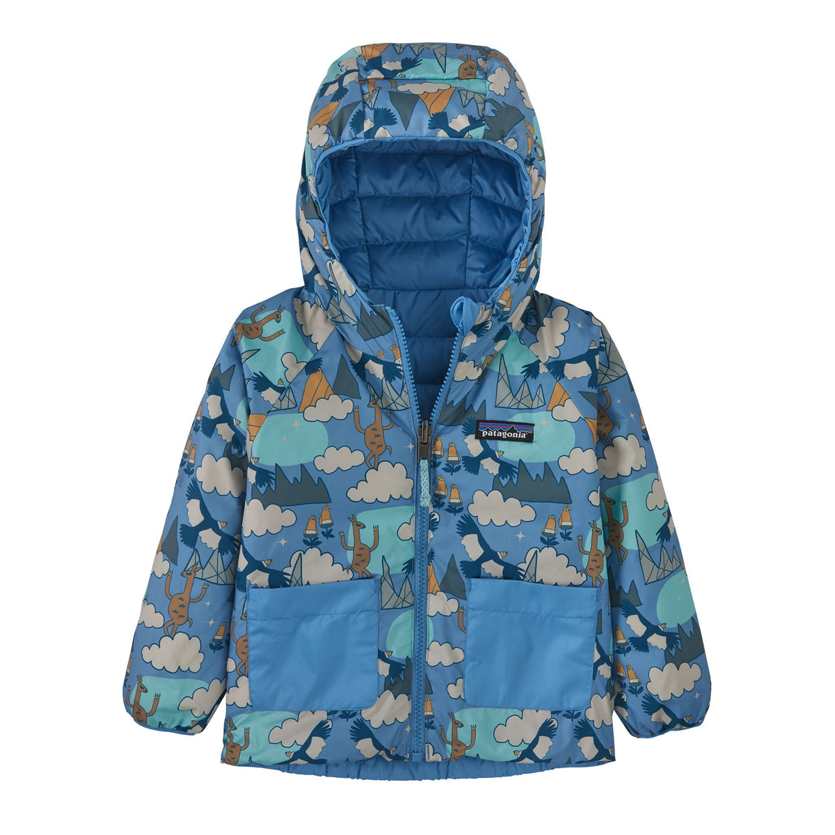 Patagonia Baby Reversible Down Sweater Hoody | Andea Song: Blue Bird