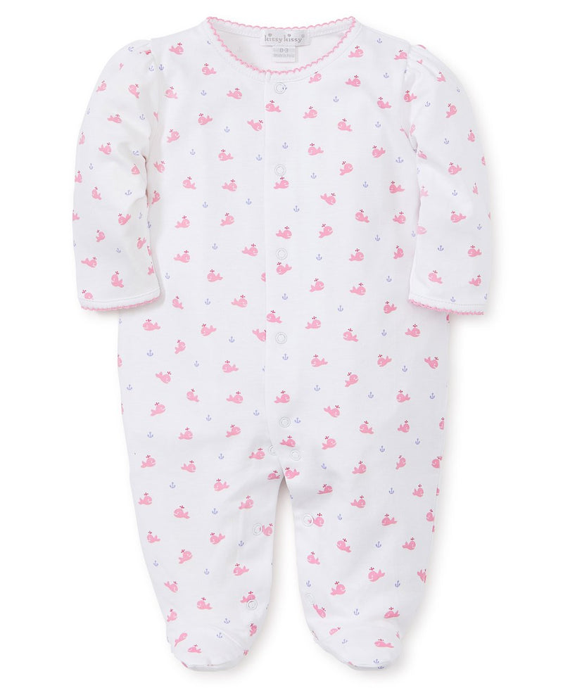 Kissy Kissy Whale Footie - Fuchsia