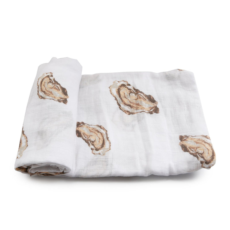 Little Hometown Aw, Shucks! Oyster Baby Muslin Swaddle Receiving Blanket