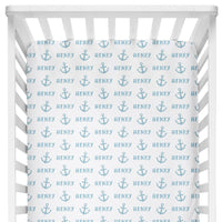 Sugar + Maple Crib Sheet - Anchor Blue