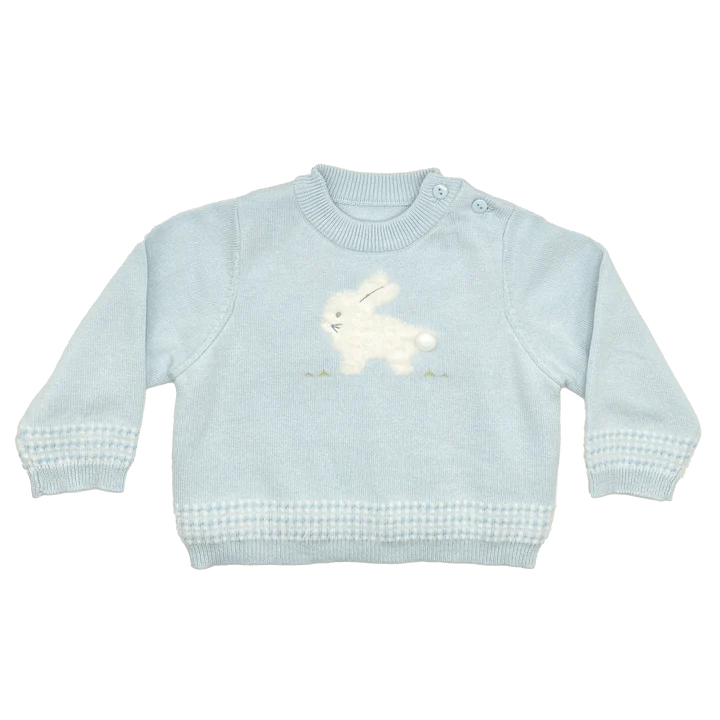 Zubels Fuzzy Bunny Lightweight Knit Sweater in Blue