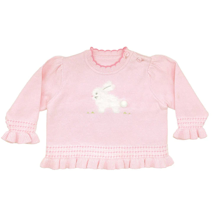 Zubels  - Fuzzy Bunny Lightweight Knit Sweater in Pink