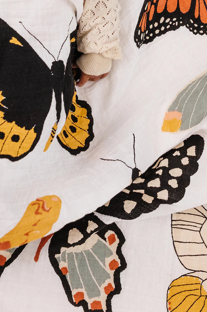 Clementine Kids Swaddle Blanket- Butterfly Collector