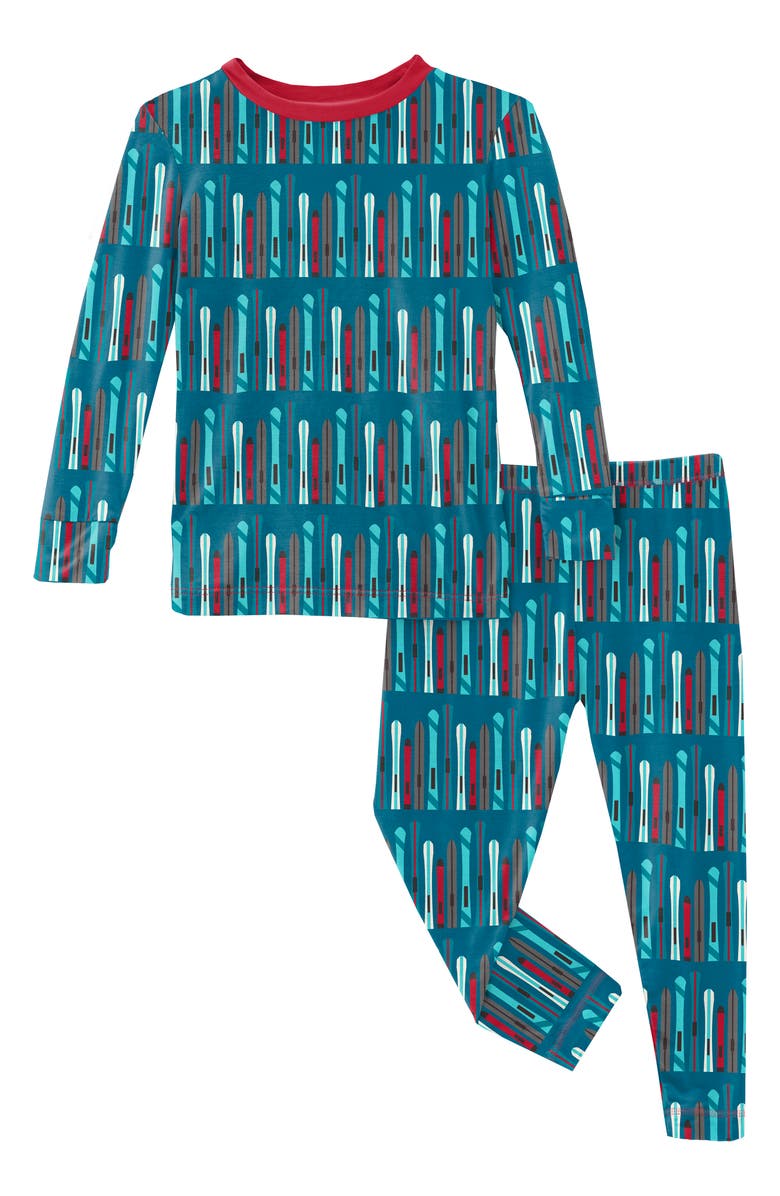 Kickee Pants Print Long Sleeve Pajama Set- Twilight Skis
