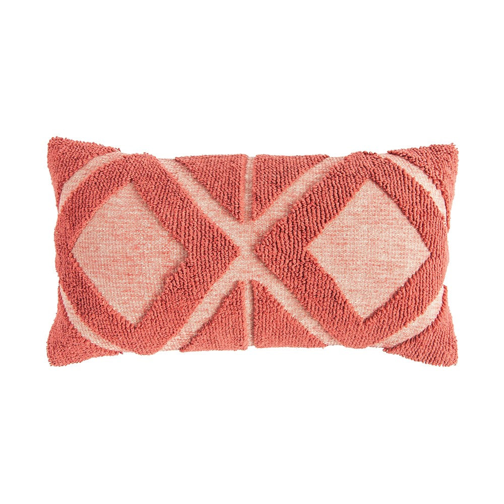Cotton Blend Chenille Lumbar Pillow, Coral Color