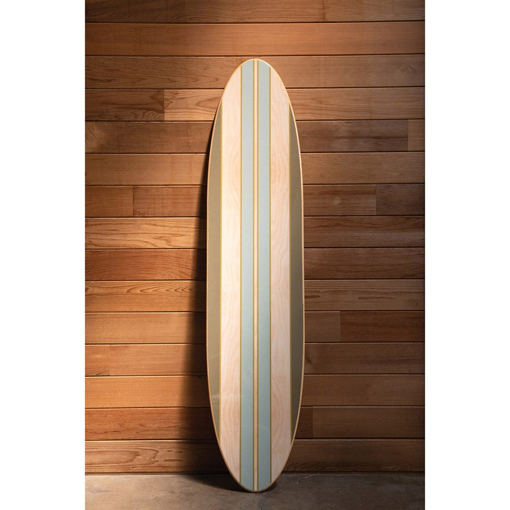 Wood Striped Surfboard Wall Decor, Aqua & Green (Hangs Vertically & Horizontally)