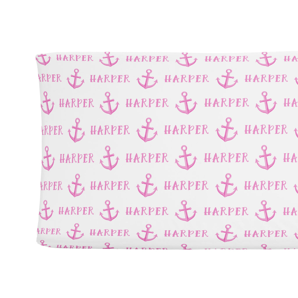 Sugar + Maple Changing Pad Cover - Anchor Pink