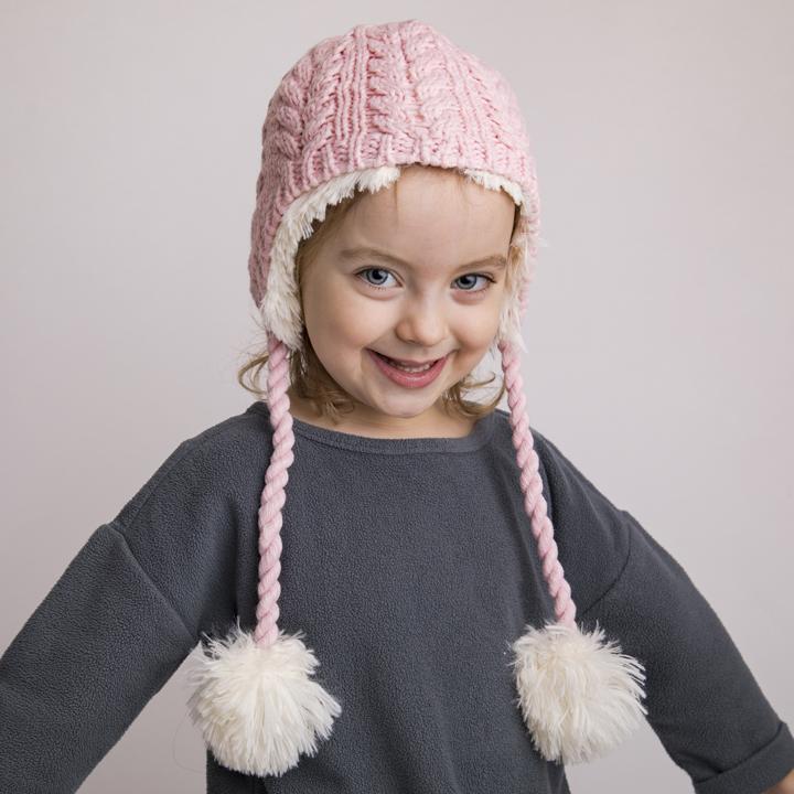 Huggalugs Pink Cozy Earflap Beanie Hat