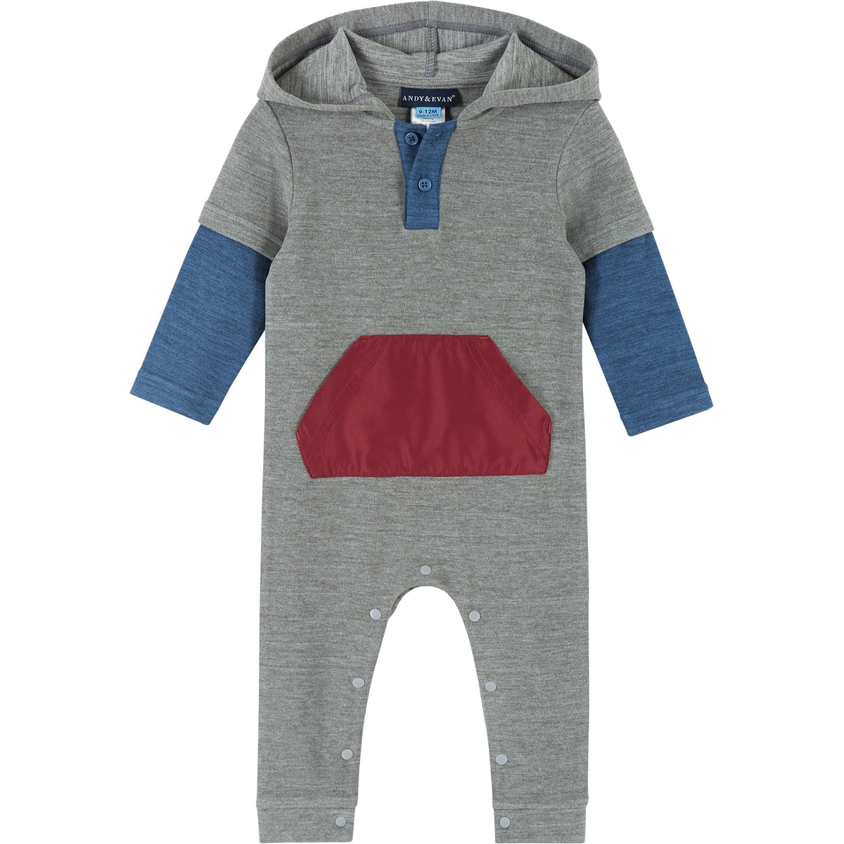 Andy & Evan Double Peached Colorblocked Hooded Romper