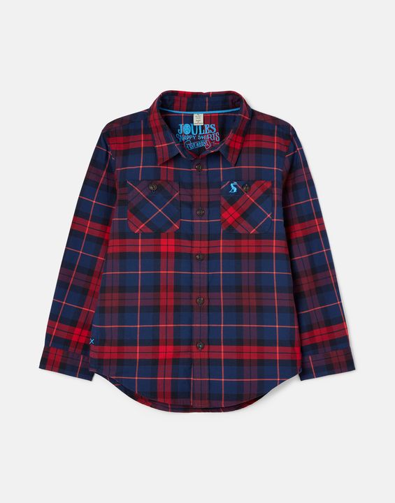 Joules Hamish Null Brushed Check Shirt- Red Check