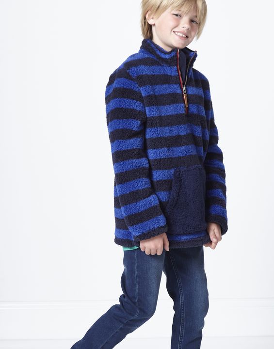Joules Woozle Overhead Fleece Blue Stripe