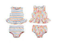 Mudpie NEW FLORAL AND STRIPE GIRL'S SWIMSUIT SET