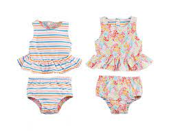 Mudpie NEW FLORAL AND STRIPE GIRL'S SWIMSUIT SET