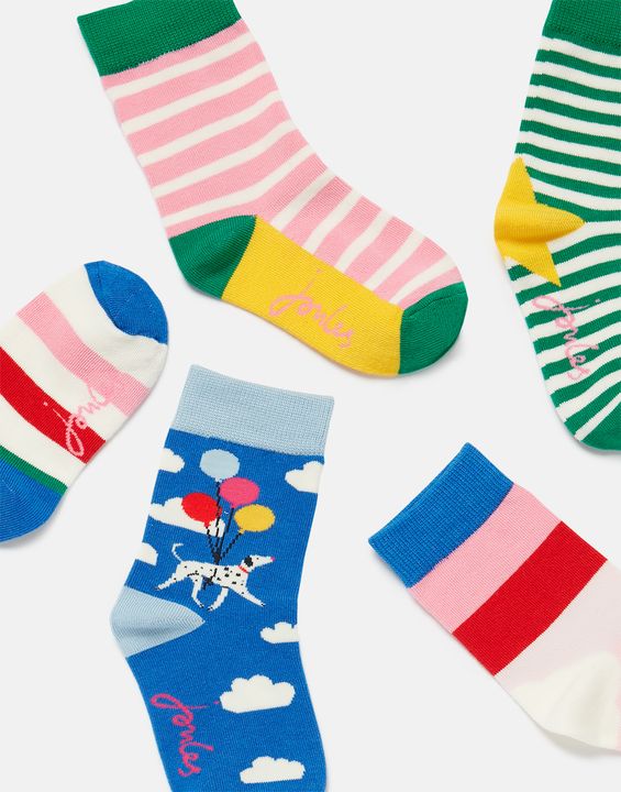 Joules Brill Bamboo Null 5 Pack Socks- Blue Dog