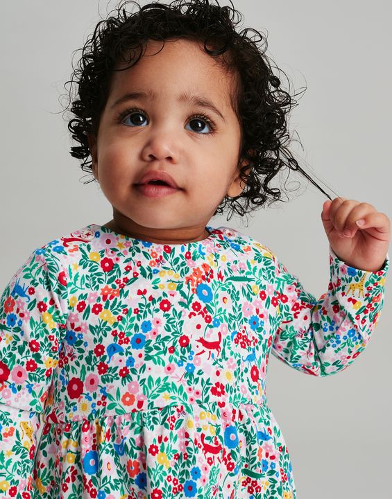 Joules Christina Null Organically Grown Cotton Dress- Rainbow Ditzy