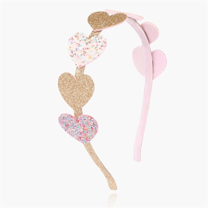 Sparkle Sisters Pink & Gold Heart Headband