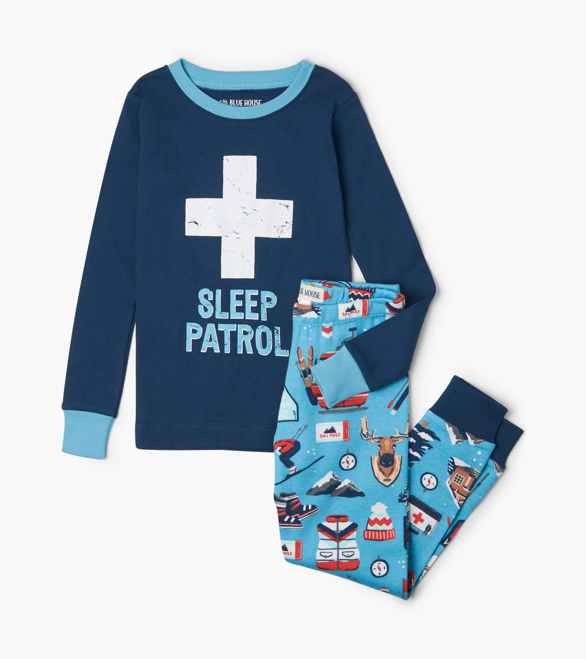 Little Blue House  - Ski Holiday Kids Applique Pajama Set
