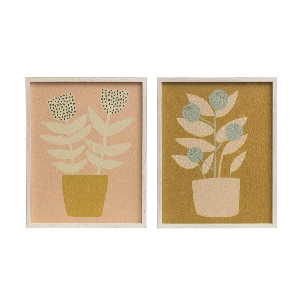Wood Framed Wall Decor w/ Floral Image, 2 Styles