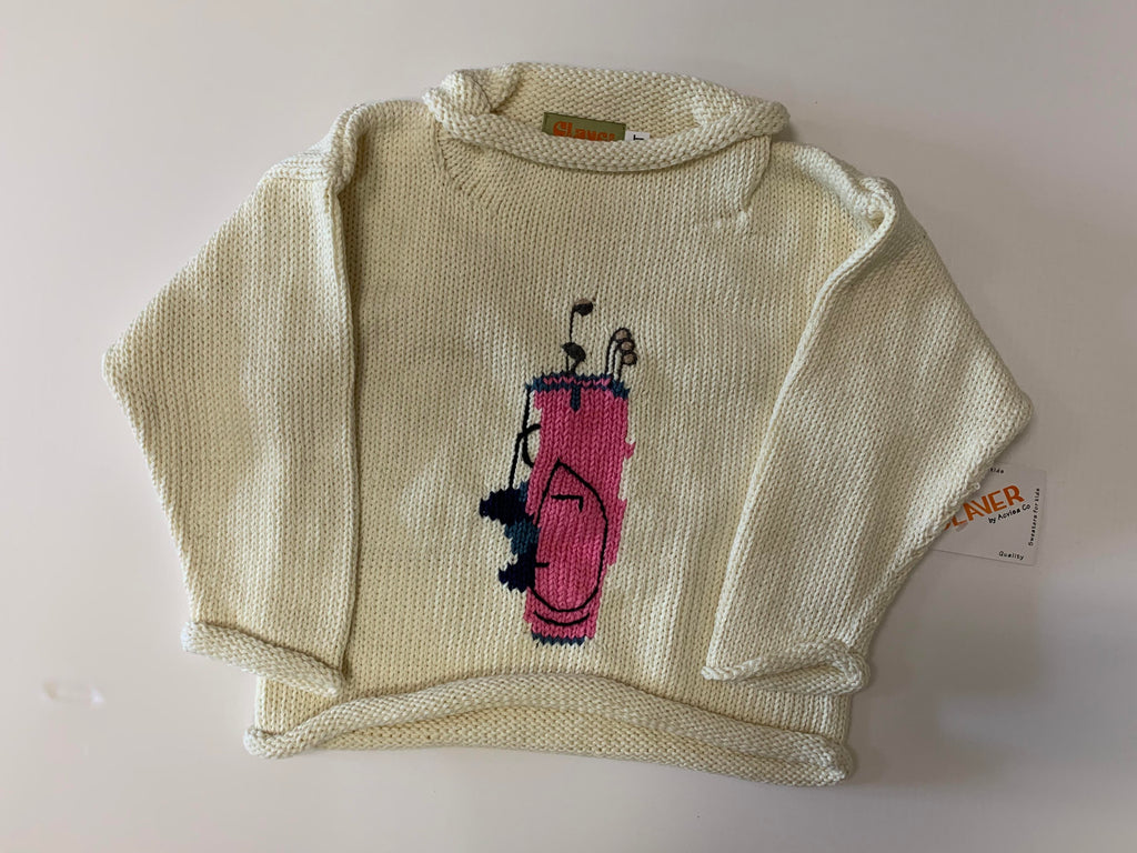 Claver Golfbag Sweater - Ivory/Lt. Bubblegum