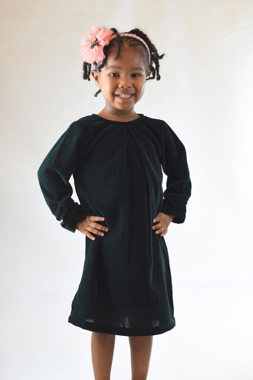 Yo Baby Velvet Dress- Green Yo Baby Velvet Dress- Green