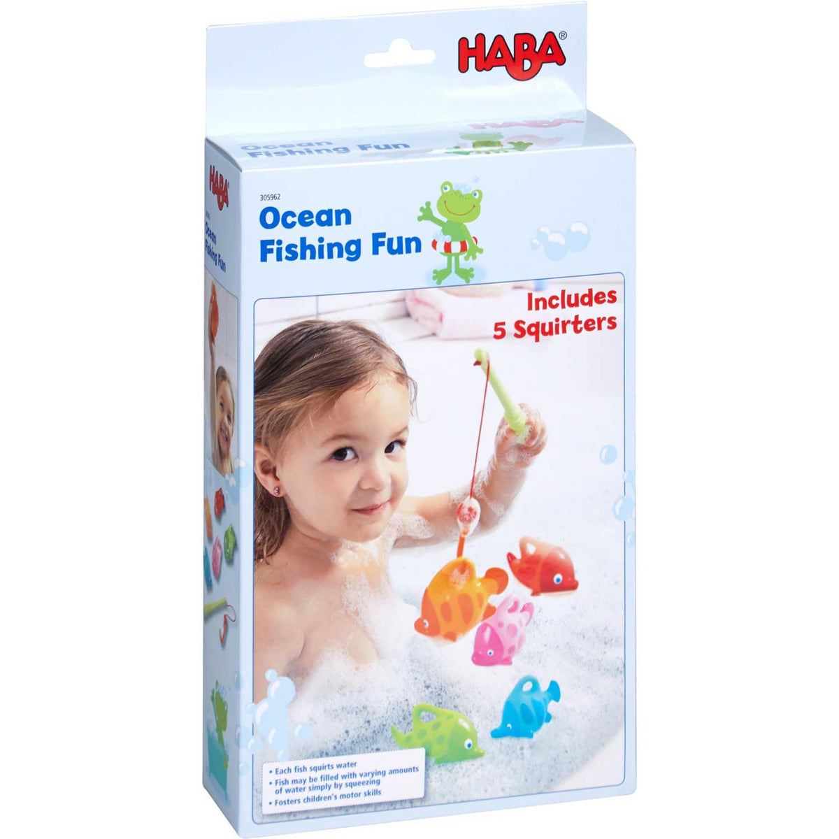 HABA Ocean Fishing Fun Bath Toy with 5 Squirting Fish