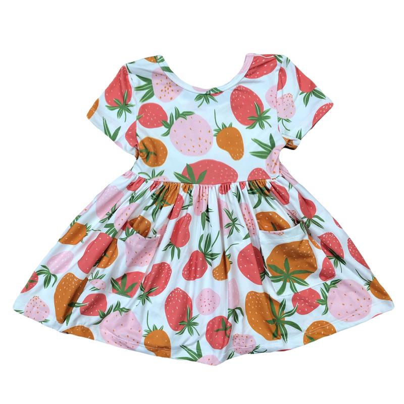 Mila & Rose Strawberry Short Sleeve Twirl Dress
