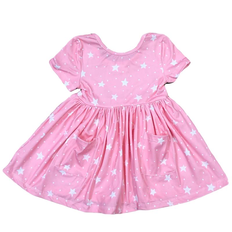 Mila & Rose Pink Star Short Sleeve Twirl Dress