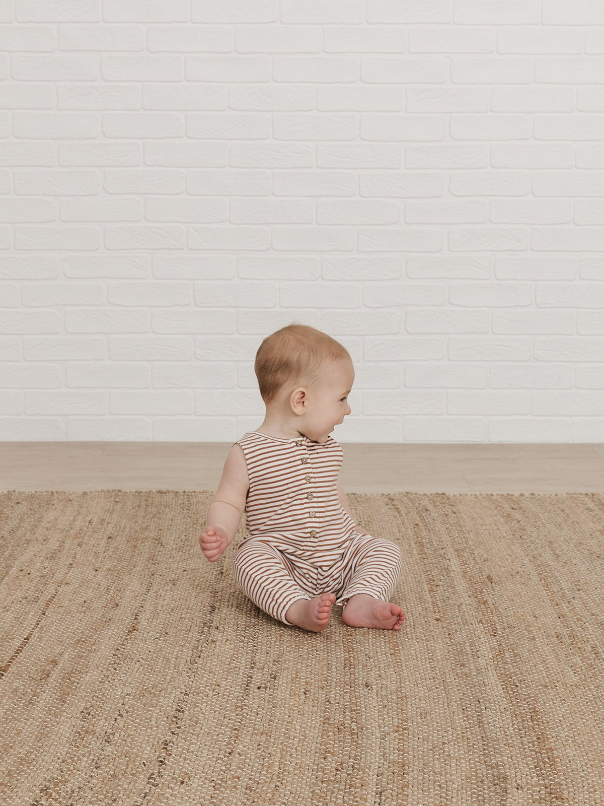 Quincy Mae Sleeveless Jumpsuit - Rust Stripe