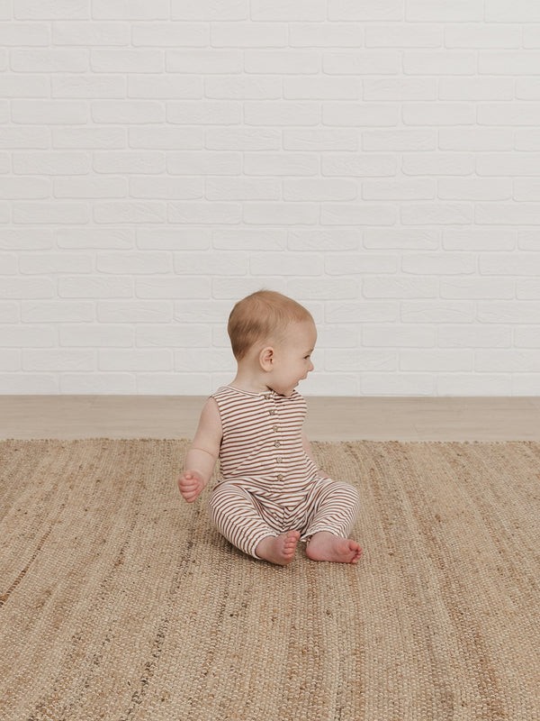Quincy Mae Sleeveless Jumpsuit - Rust Stripe