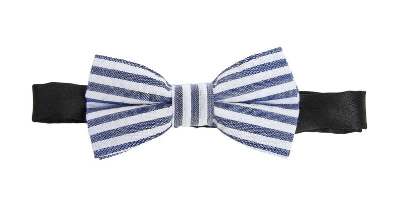London Bridge - Navy Blue Suspenders & Blue/White Seersucker Bow Tie Set