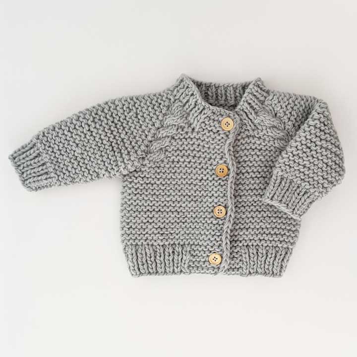 Huggalugs Cardigan Sweater - Light Grey