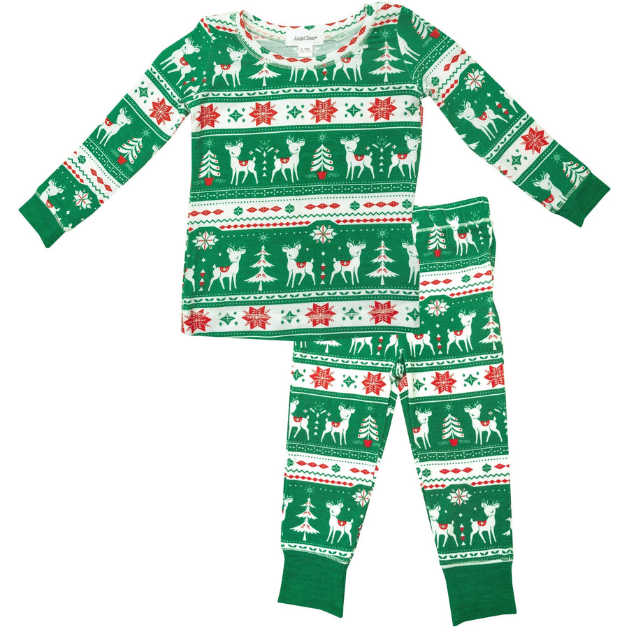 Angel Dear Vintage Deer Fair Isle Jolly Green Lounge Wear Set Baby Go