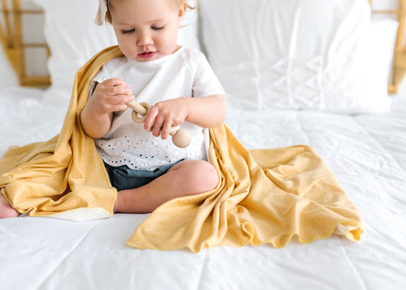 Copper Pearl Knit Swaddle Blanket - Marigold